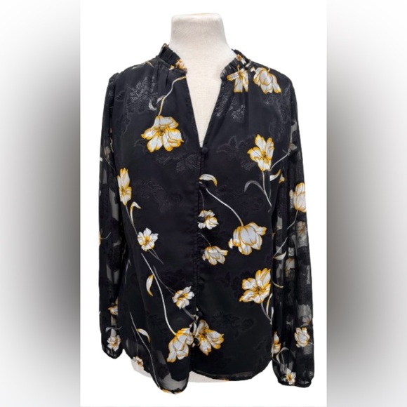 NWT Size 10 White House Black Market Black and Yellow Women's Top - Picture 1 of 5